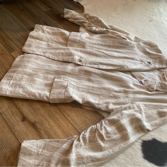 Free People Linen Fern Blazer striped oversized - Picture 11 of 12